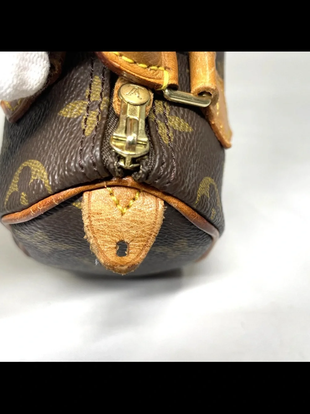 Louis Vuitton Brown Monogram Mini Speedy with Tan Trim